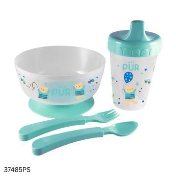 PUR Weaning Set (Cup, Non-Spill Bowl, Spoon & Fork) - Paste