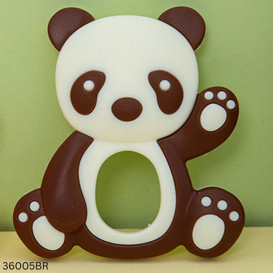 Panda Shape Baby Silicone Teether - Brown
