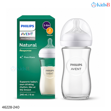 Philips Avent Natural Response Pure Glass Feeding Bottle (3-6 months) 240ml – France