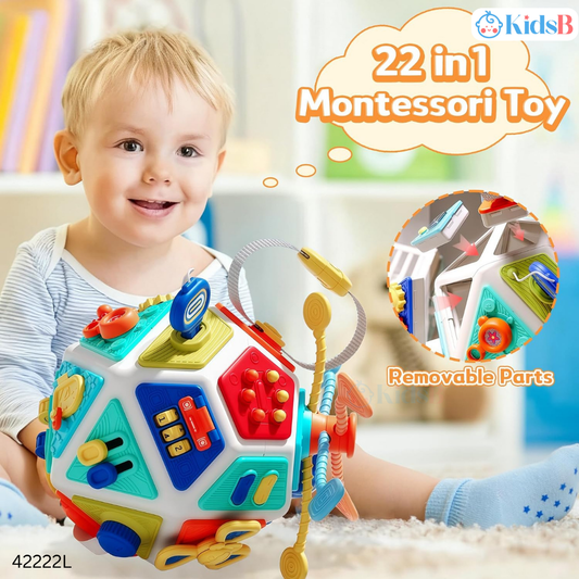 Polyhedron Montessori Sensory Busy Cube Motor Skill Activity Toy 12M+