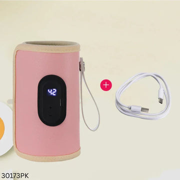Portable Baby Milk Warmer with USB & Digital Display - Pink