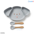 Puppy Face Silicone Suction Plate with Spoon – Blue