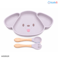Puppy Face Silicone Suction Plate with Spoon – Gray