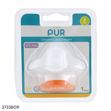 PUR Orthodontic Silicone Soother (3m+) - Orange
