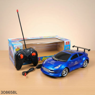 Rechargeable Remote Control Sports Racing Car with Music & Lights - Blue