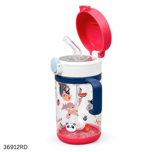 Rovco Tritan Colorful Straw Water Bottle 240ml - Red