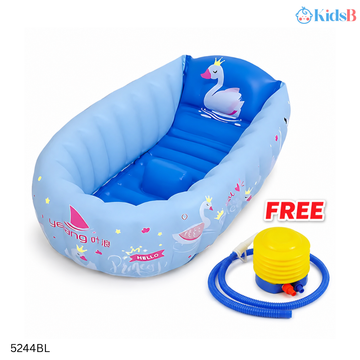 Safe Inflatable Baby Bathtub with Air Pump - Blue