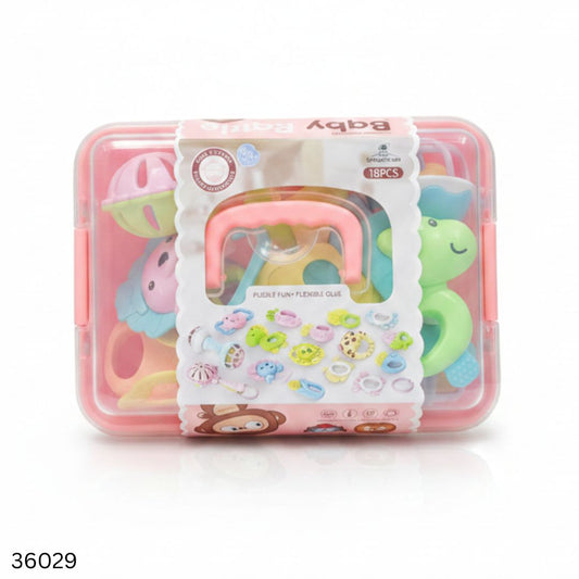 Silicone Baby Rattle & Teether Set - 18pcs