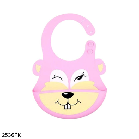 Silicone Cartoon Design Bibs - Pink