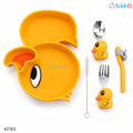 Silicone Plate with Suction Spoon & Fork Set – Duck
