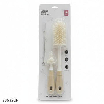 Smart Tree Baby Bottle & Nipple Cleaning Brush Set 4pcs - Cream