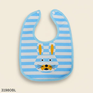 Soft Cotton Striped Baby Eating Bib - Blue