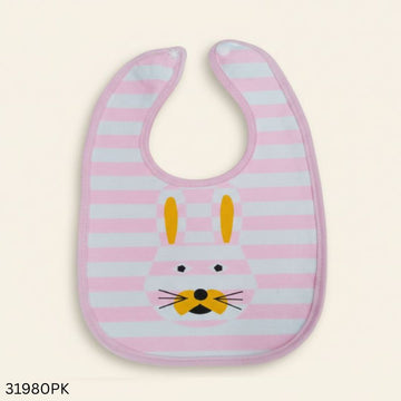 Soft Cotton Striped Baby Eating Bib - Pink