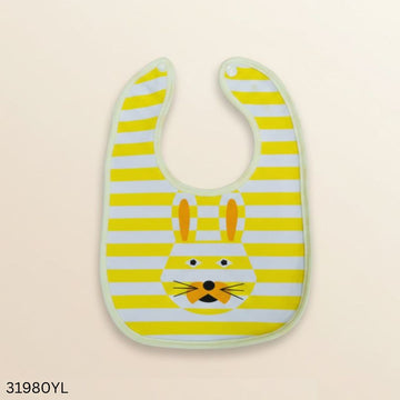 Soft Cotton Striped Baby Eating Bib - Yellow