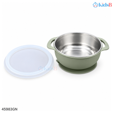 Stainless Steel and Silicone with Suction Baby Bowl – Green