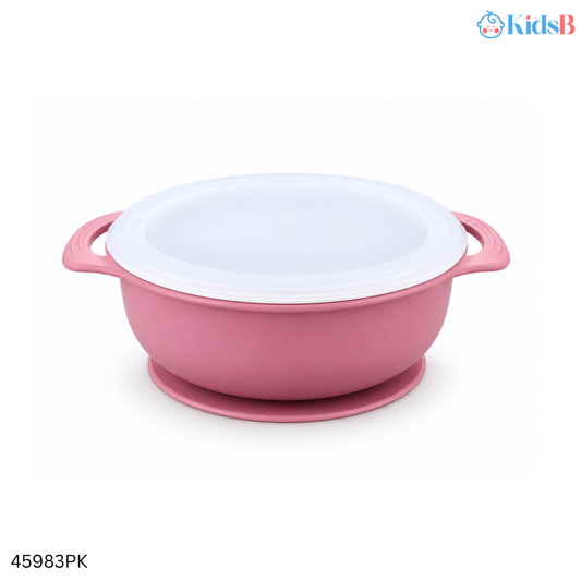 Stainless Steel and Silicone with Suction Baby Bowl – Pink