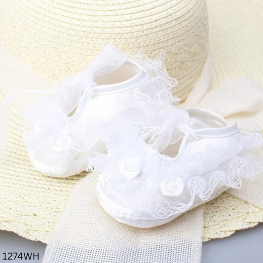 Stylish Baby Girl Flower Shoes - White