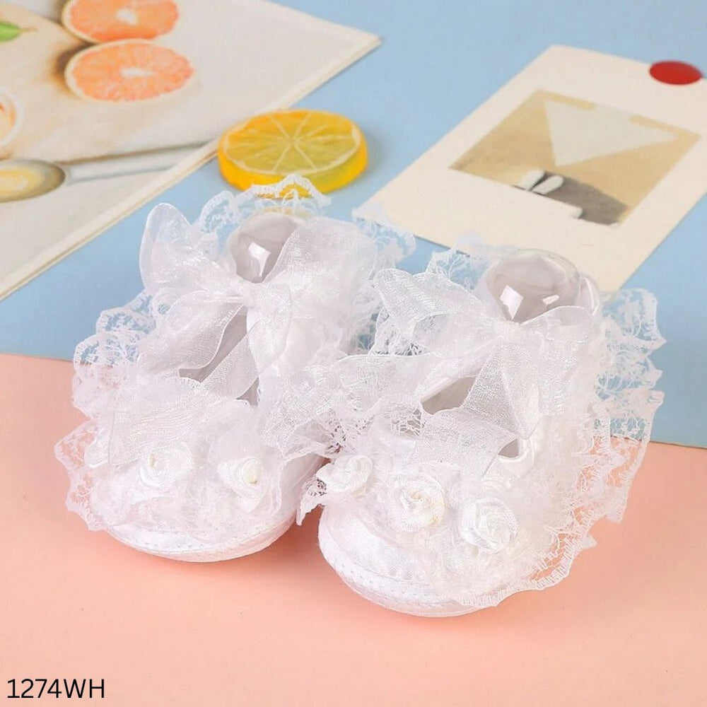 Stylish Baby Girl Flower Shoes - White