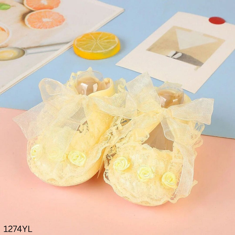 Stylish Baby Girl Flower Shoes - Yellow
