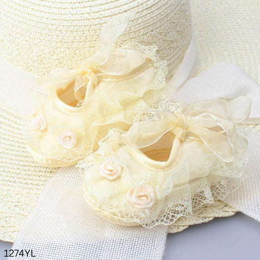 Stylish Baby Girl Flower Shoes - Yellow