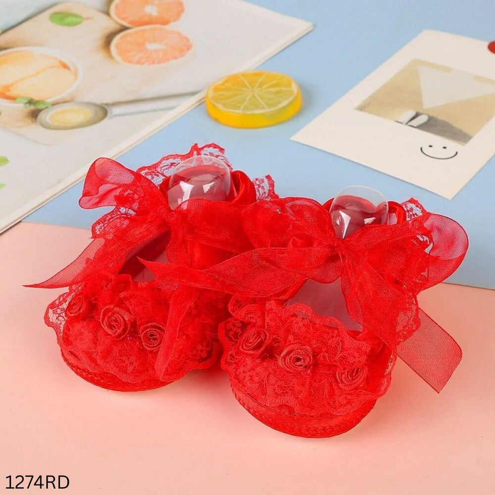 Stylish Baby Girl Flower Shoes – Red