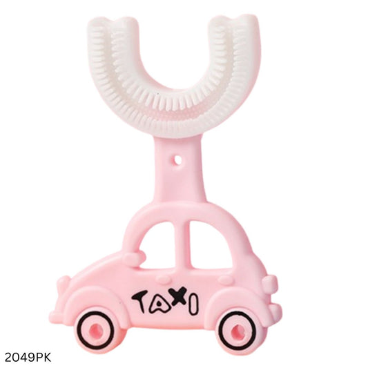 Taxi U-Shaped Soft Silicone Baby Toothbrush  - Pink