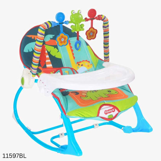 Tiibaby 2 in 1 Baby Musical Rocking & Dining Chair with Toy Bar & Vibration - Blue