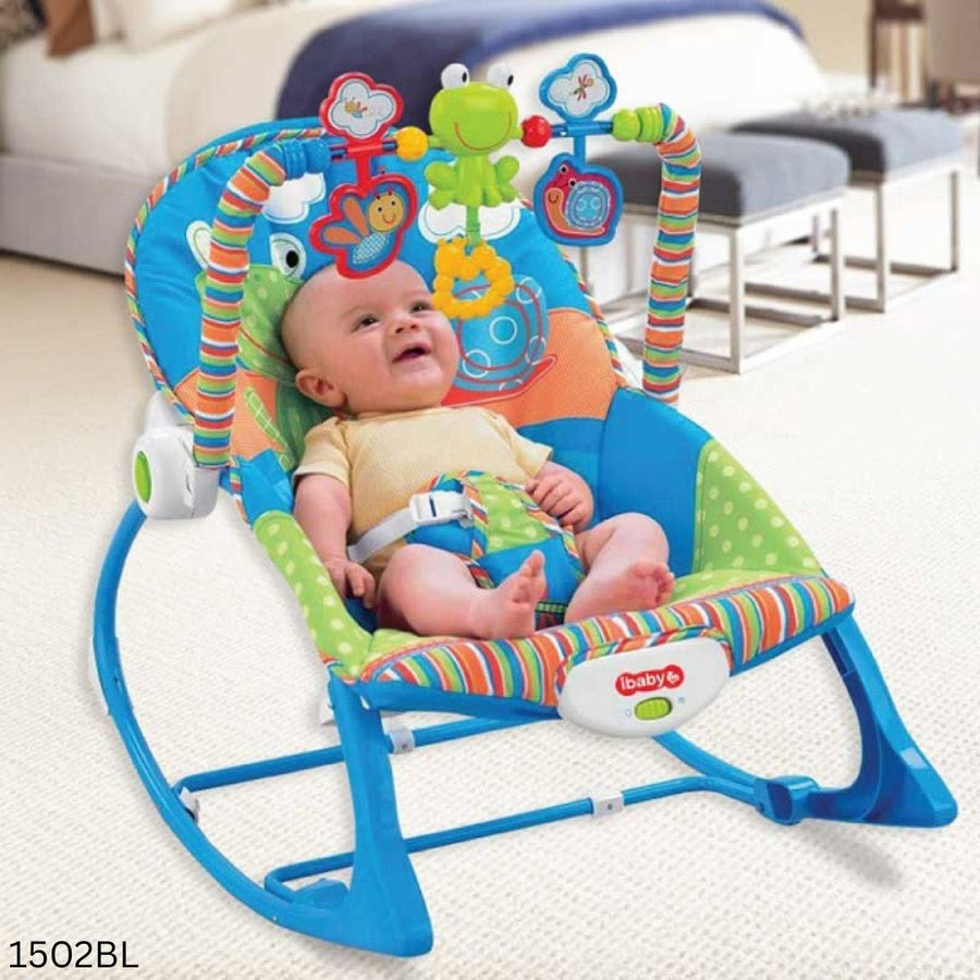 Tiibaby Musical Rocking Chair With Toy Bar & Vibration - Blue
