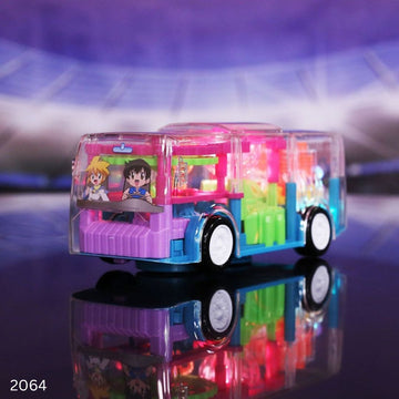 Transparent Gear Bus Toy With Lights & Music