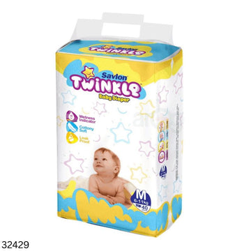 Twinkle Baby Belt Diaper 40 Pieces Medium Size (6-11kg)
