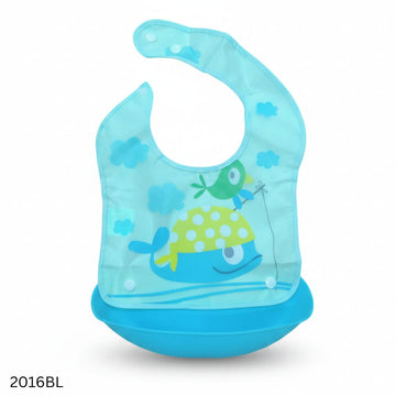 Waterproof Polyester Silicone Tray Bibs - Blue