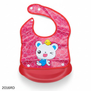 Waterproof Polyester Silicone Tray Bibs - Red