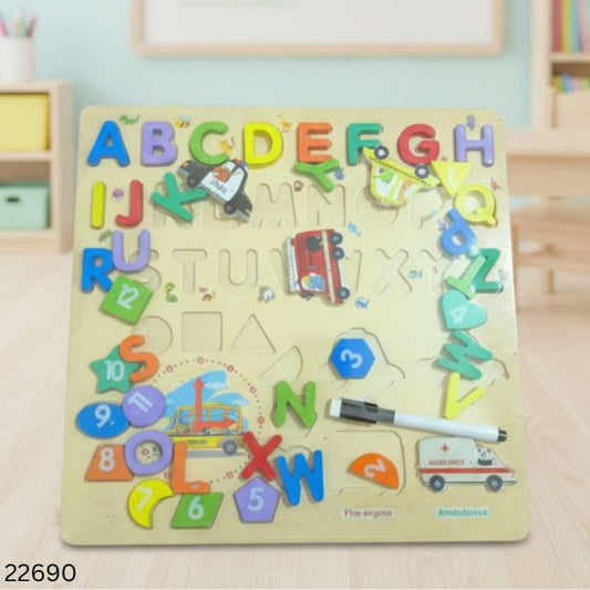 Wooden Alphabet & Number Shape Learning Puzzle