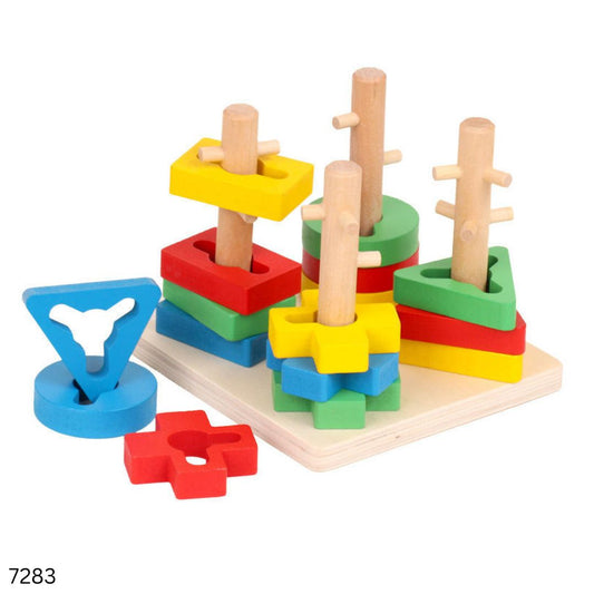Wooden Geometric Four Column Set