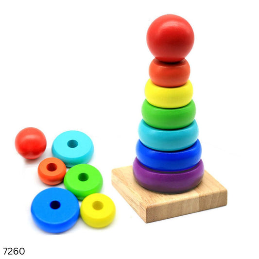 Wooden Rings Rainbow Stacking Tower