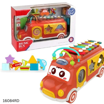 Huanger Xylophone Music Bus with Shape Sorter Toy - Red
