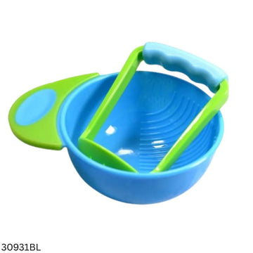 Baby Food Masher Bowl Full Colour - Blue