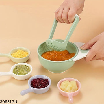 Baby Food Masher Bowl Full Colour - Green