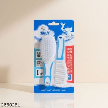 Baby Smile Soft Hair Brush & Comb Set - Blue
