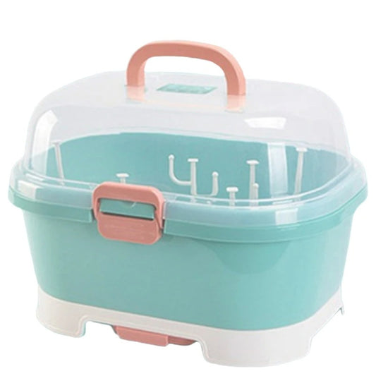 Portable Baby Bottle Storage Box & Drying Rack - Green