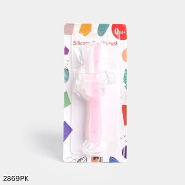 Silicone Teether Training Toothbrush - Pink