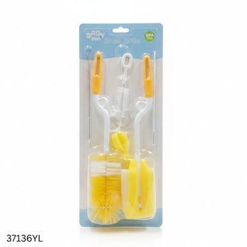 Baby Bottle & Nipple Cleaning Brush Set 6pcs - Yellow