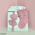 Girls Hair Band & Socks Set - Light Pink