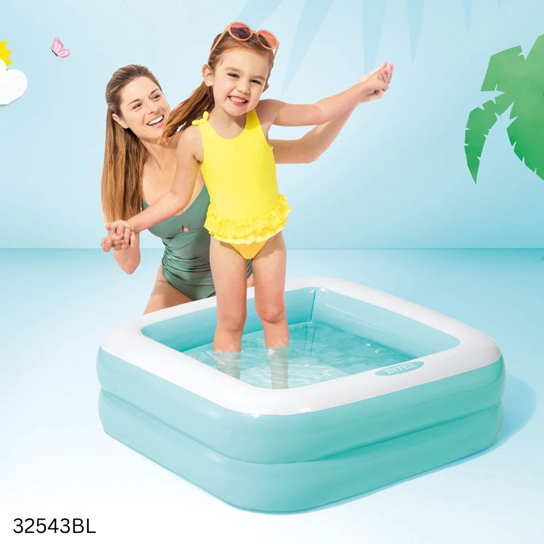 Intex Wet Set Square Shape Inflatable Kids Swimming Pool 34 Inchi - Blue