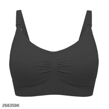 Soft Seamless Maternity Nursing Bra - Black