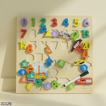 Wooden Number & Shape Learning Puzzle Board for Kids