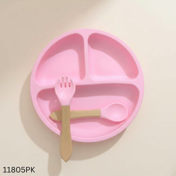 Food Grade Silicone Dining Plate - Pink
