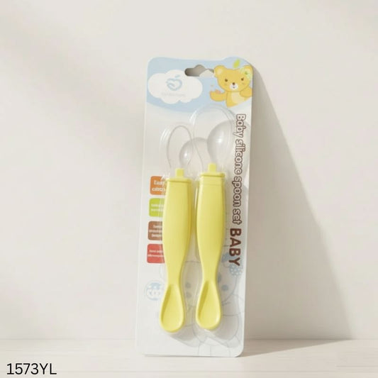 Baby Silicone Feeding Spoon Set - 2pcs - Yellow