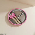 Food Grade Silicone Stainless Steel Dining Plate - Pink